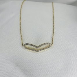 Colar Coração Fino Vazado Cravejado