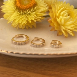 Brinco Argola Click 2 Linhas Cravejadas