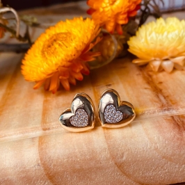 Brinco Coração Grande Cravejado