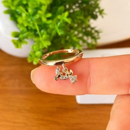 Anel pombo e fada cravejado