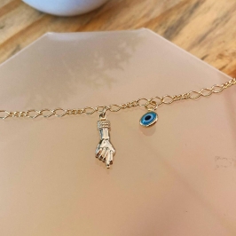 Pulseira figa e olho grego