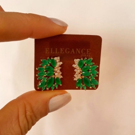 Brinco promocional cristal navete verde