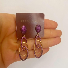 Brinco promocional luxo zirconias rubi