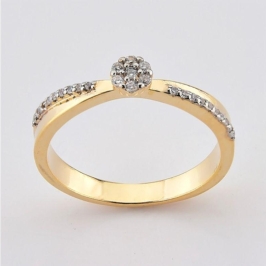 Anel solitario chuveiro cravejado transversal