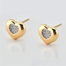 Brinco gordinho coração centro cravejado