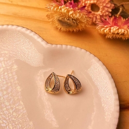 Brinco oval cravejado