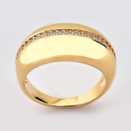 Anel liso uma linha cravejada