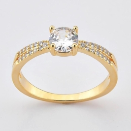 Anel solitario duas linhas cravejada