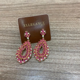 Brinco Cristal oval rosa