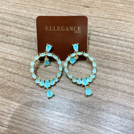 Brinco cristal redondo azul bebe