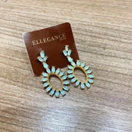 Brinco meio oval cristalino azul bebe