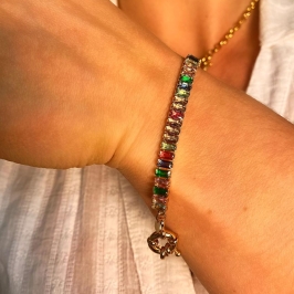 pulseira cristalina colorida