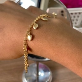 Pulseira pingentes coraçao