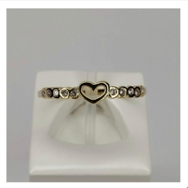 Anel coração 1 linha zirconias
