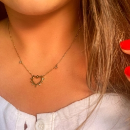 COLAR CORAÇÃO COM PONTOS DE LUZ  CRISTAL