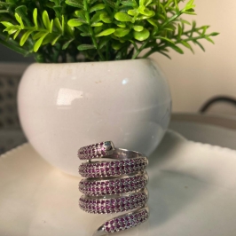 Anel cobra cravejado cristal rosa