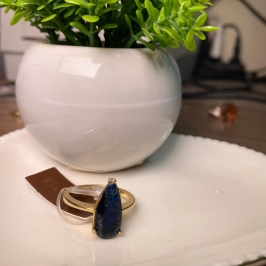 Anel cristal gota azul