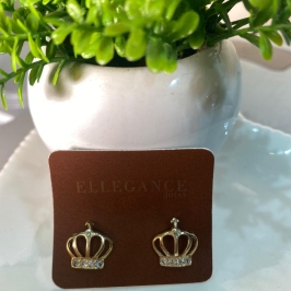 Brinco coroa 1 linha cravejada