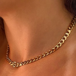 colar grumet  letra  R  cravejada