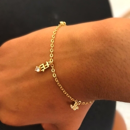 Pulseira fé com pomba da paz e ponto de luz