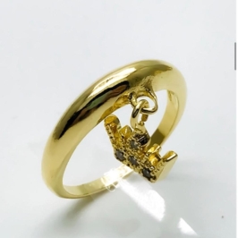 anel liso com pingente coroa