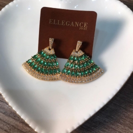 Brinco leque cravejado