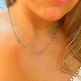 colar 55 cm borboleta cristal