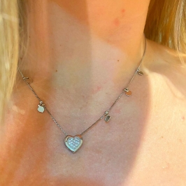Colar coração com galeria e coraçõezinhos
