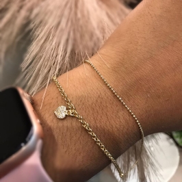 pulseira dupla com pingente coração