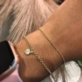 pulseira dupla com pingente coraçao