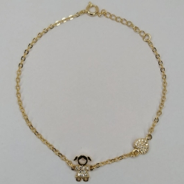 pulseira menina e coração com cristal