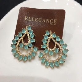 brinco cristal e zircônia verde