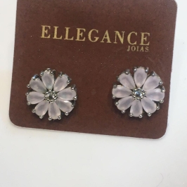 brinco flor rosa claro