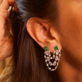 Brinco duplo cravejado