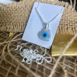 Colar coração olho grego