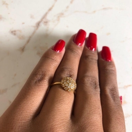 Anel bolinha cravejado