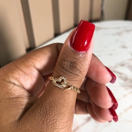 Anel coração corrente