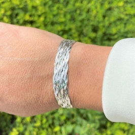 Pulseira Trançada Com 5 Fios Italiana Em Prata 925