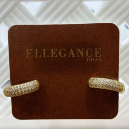 Argola click cravejada 3 linhas branca