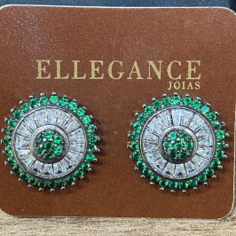Brinco circulo cravejado verde