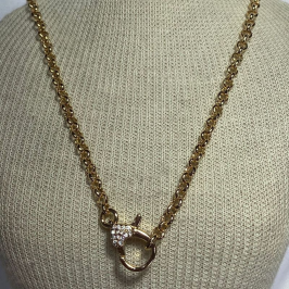 Colar Elo Portugues Medio Fecho Gancho Cravejado