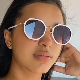 Oculos Hexagonal Branco