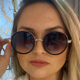 Óculos Redondo Preto Vintage detalhes rose