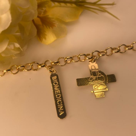 Pulseira elo português fino profissão Biomedicina