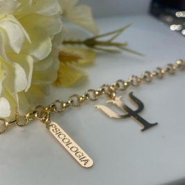 Pulseira elo português fino profissão Psicologia