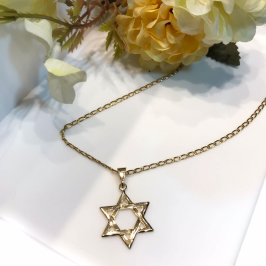 Colar Corrente elo simples Estrela de Davi