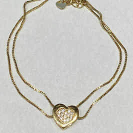 Pulseira Dupla Coraçao Cravejado