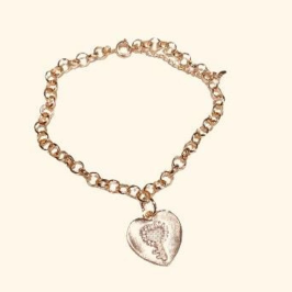 Pulseira elo portugues Coraçao com chave