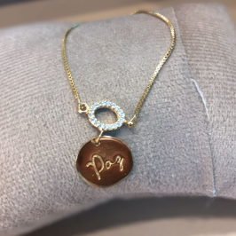 Pulseira Paz circulo cravejado