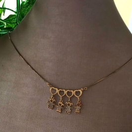 Colar Canga Coração 4 Filhos Cravejado